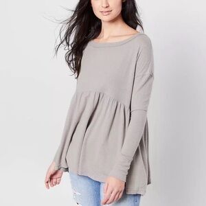Free People Forever Your Girl Babydoll Top in Taupe Size Small Sold Out